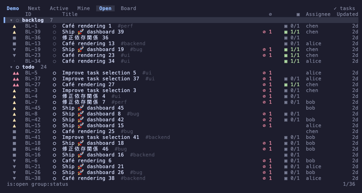 Backlog TUI demo