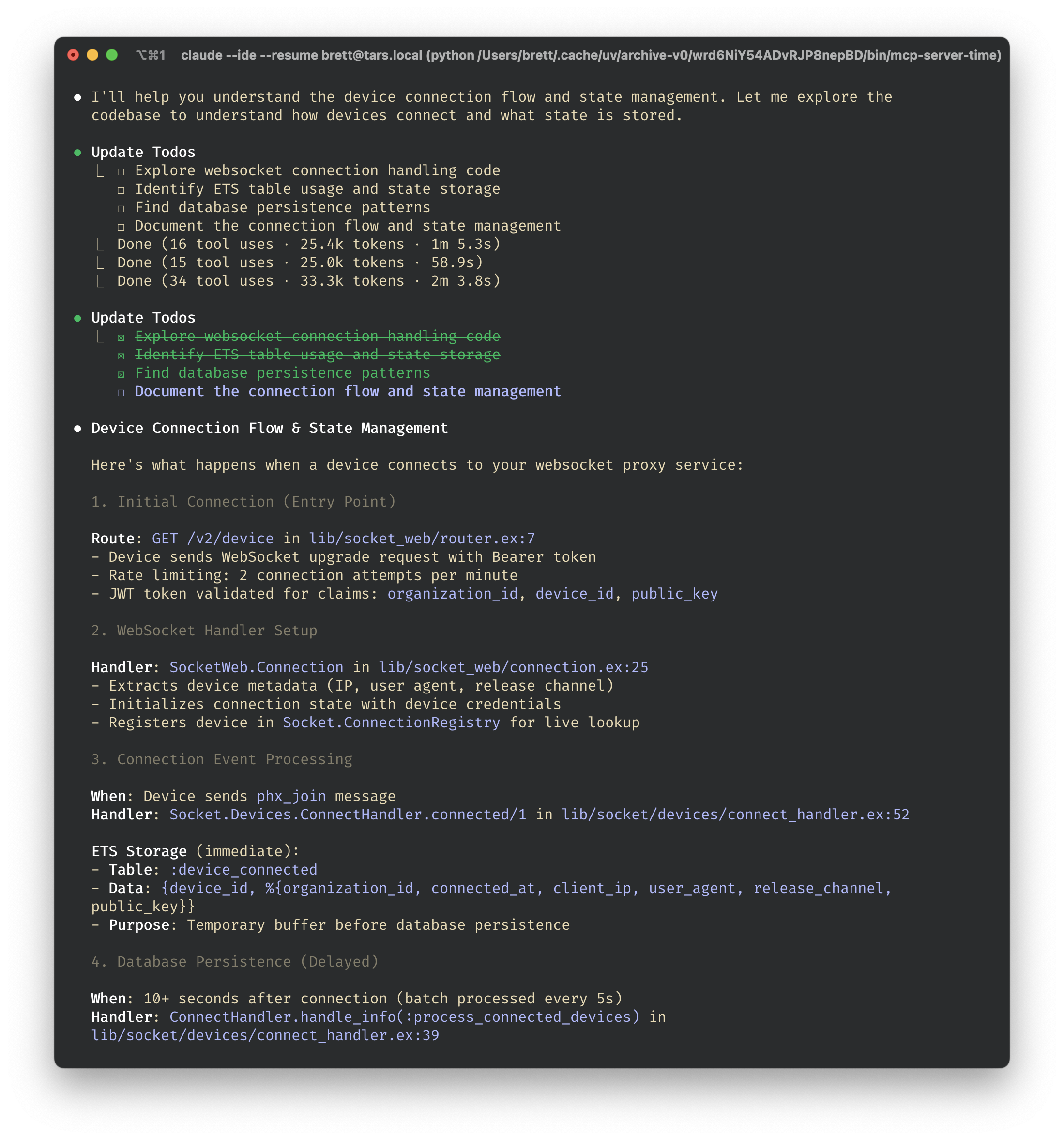 terminal output