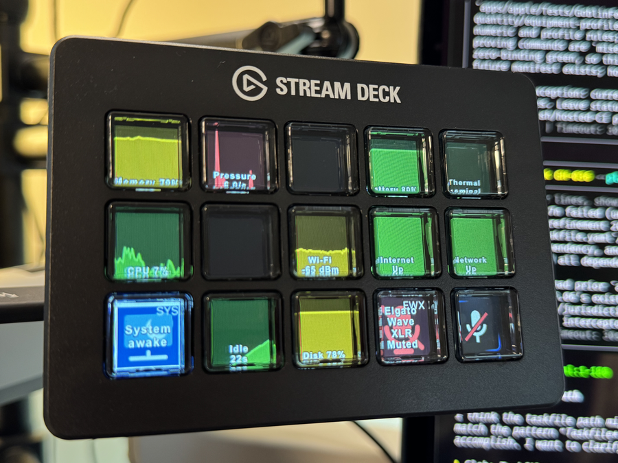 Stream Deck displaying system details on buttons